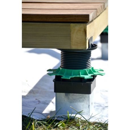 Plot terrasse réglable 20/90 mm pour pieu métallique Jouplast Elevo