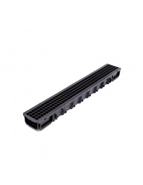 Kit Caniveau Standard plus 1000 x 130 x 75 mm clipsable noir + grille noire extra strong A15