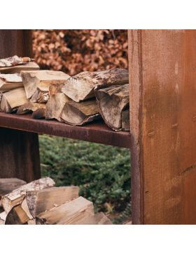 Etagère à bois Woodstock en acier corten OUTR