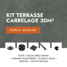 Terrasse carrelage en kit 30m² Aspect Béton Lissée Glocal Classic 60x60 cm - Mirage