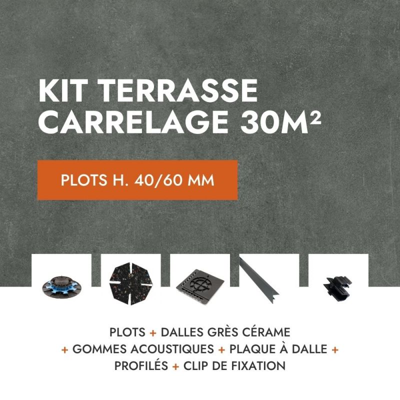 Terrasse carrelage en kit 30m² Aspect Béton Lissée Glocal Classic 60x60 cm - Mirage Terrasse carrelage en kit 30m² Aspect Béton Lissée Glocal Classic 60x60 cm - Mirage