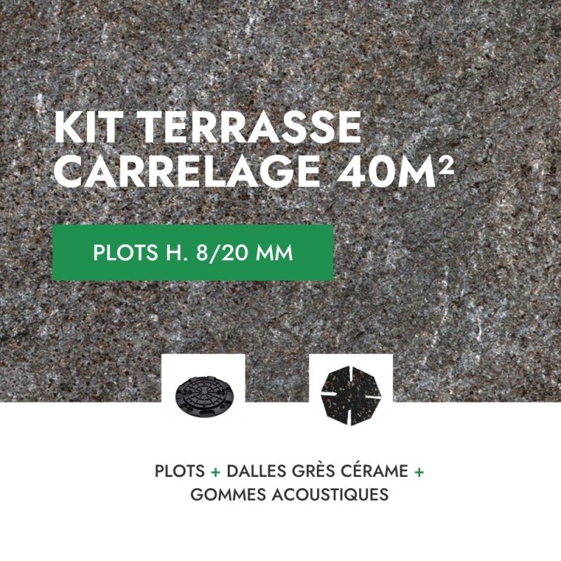 Terrasse carrelage en kit 40m² Aspect Pierre Quarziti 60x60 cm - Mirage Terrasse carrelage en kit 40m² Aspect Pierre Quarziti 60x60 cm - Mirage
