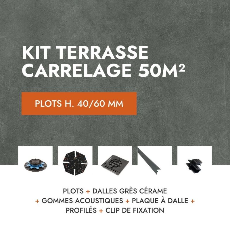 Terrasse carrelage en kit 50m² Aspect Béton Lissée Glocal Classic 60x60 cm - Mirage Terrasse carrelage en kit 50m² Aspect Béton Lissée Glocal Classic 60x60 cm - Mirage