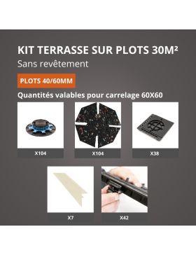 Terrasse carrelage en kit 30M² plots Jouplast - finition blanc perle
