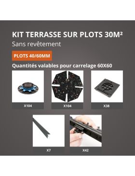 Terrasse carrelage en kit 30M² plots Jouplast - finition gris anthracite