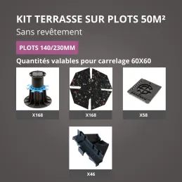 Terrasse carrelage en kit 50M² plots Jouplast - sans profilé