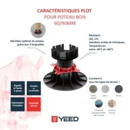 Pedestal 60/90 mm for wooden post - YEED
