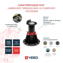 Timber pedestal 150/260 mm for wooden deck - YEED