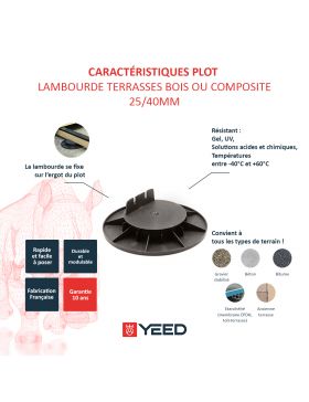 Verstelbare terrasdrager voor balk 25/40 mm - YEED