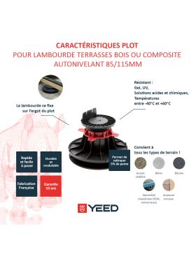 Plot autonivelant pour terrasse bois ou composite 85/115mm YEED