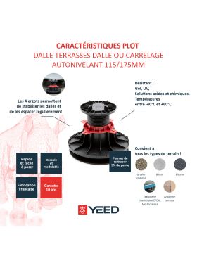 Zelfnivellerende terrasdrager voor tegels - 115/175 mm - YEED