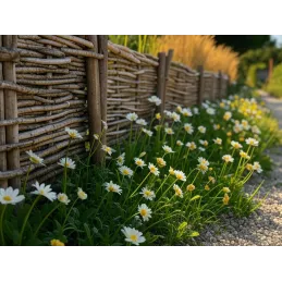 Bordure pour potager - Noisetier tressage horizontal - Avec piquets - 3 tailles disponibles