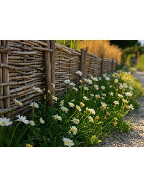 Bordure pour potager - Noisetier tressage horizontal - Avec piquets - 3 tailles disponibles