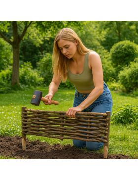 Bordure pour potager - Noisetier tressage horizontal - Avec piquets - 3 tailles disponibles