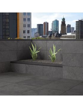 Dalle grès cérame - Gris/Noir - Terra Cerame - 60x60x2cm - Lot de 2