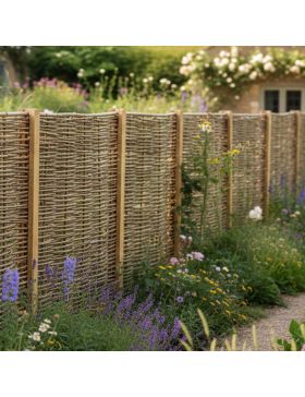 Panneau claustra en Noisetier Tressé en horizontal qualité pro. Clôture naturelle bois