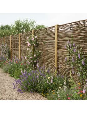 Panneau claustra en Noisetier Tressé en horizontal qualité pro. Clôture naturelle bois