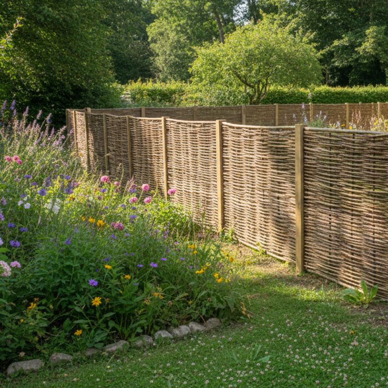 Panneau claustra en Noisetier Tressé en horizontal qualité pro. Clôture naturelle bois