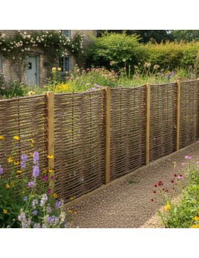 Panneau claustra en Noisetier Tressé en horizontal qualité pro. Clôture naturelle bois