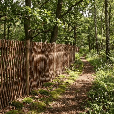 Panneau noisetier en tressage vertical