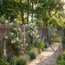 Panneau noisetier en tressage vertical