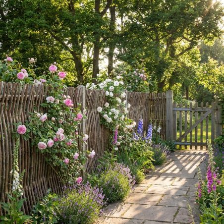 Panneau noisetier en tressage vertical