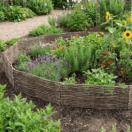 Bordure pour potager - Noisetier tressage horizontal - Avec piquets - 3 tailles disponibles