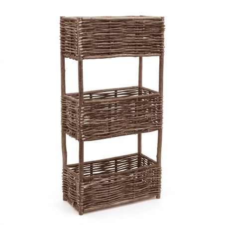 Jardinière haute en bois de noisetier tressé