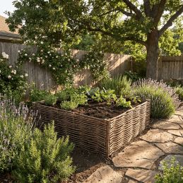 Potager carré en noisetier Tressage Horizontal