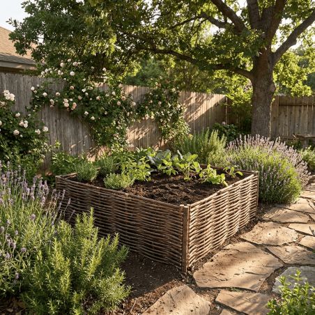 Potager carré en noisetier Tressage Horizontal