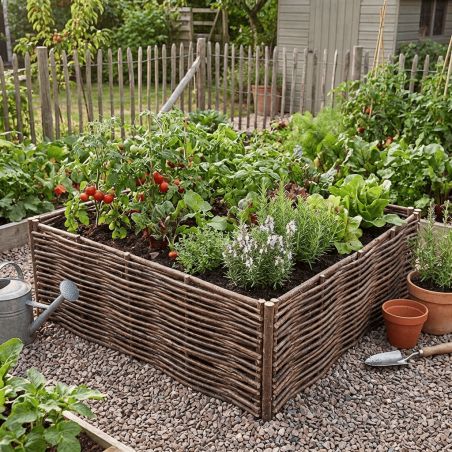 Potager carré en noisetier Tressage Horizontal - 4 tailles disponibles