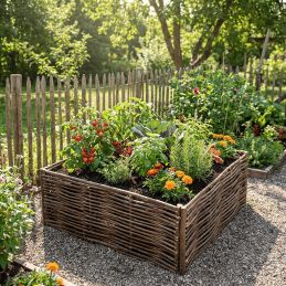 Potager carré en noisetier Tressage Horizontal - 4 tailles disponibles