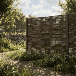 Panneau claustra en Noisetier Tressé en horizontal qualité pro. Clôture naturelle bois