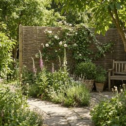 Panneau claustra en Noisetier Tressé en horizontal qualité pro. Clôture naturelle bois