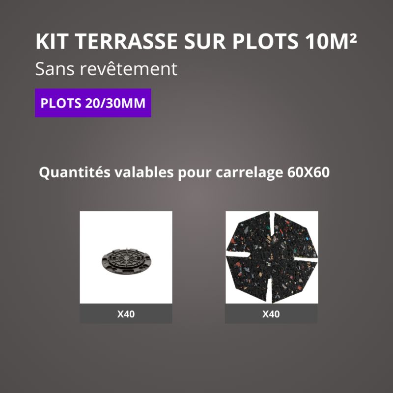 Terrasse carrelage en kit 10M² plots Jouplast - sans profilé