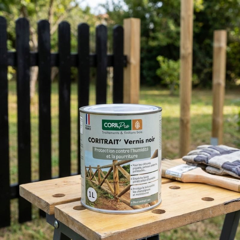 Vernis noir Coritrait' 1L - Anti pourriture et humidité