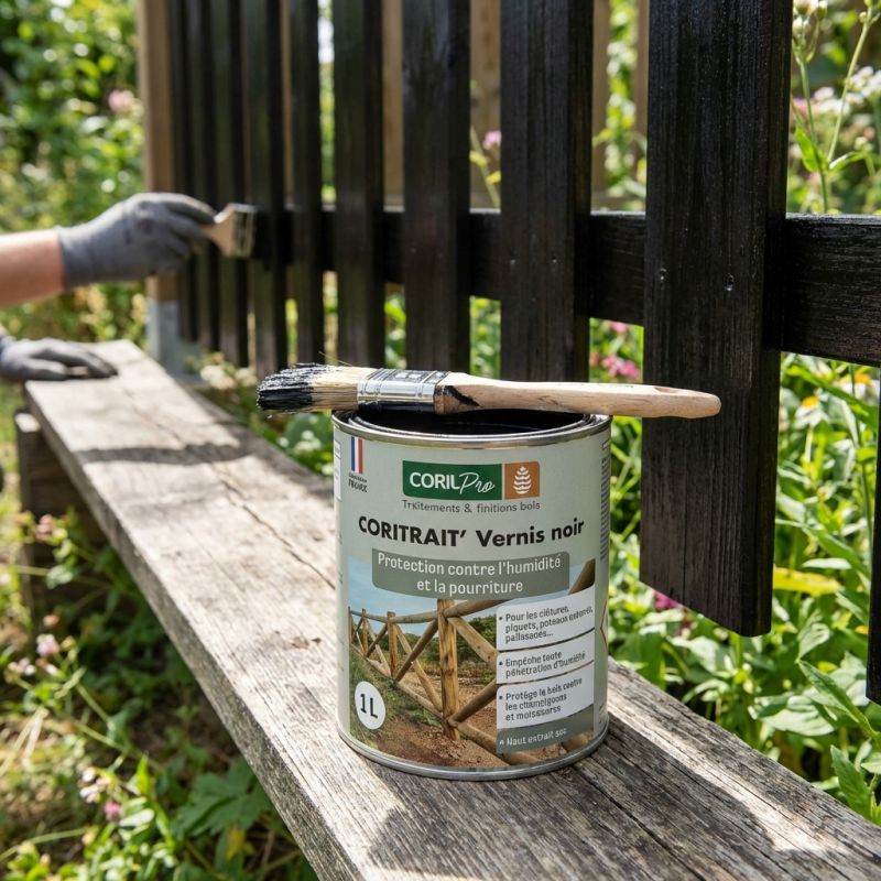 Vernis noir Coritrait' 1L - Anti pourriture et humidité