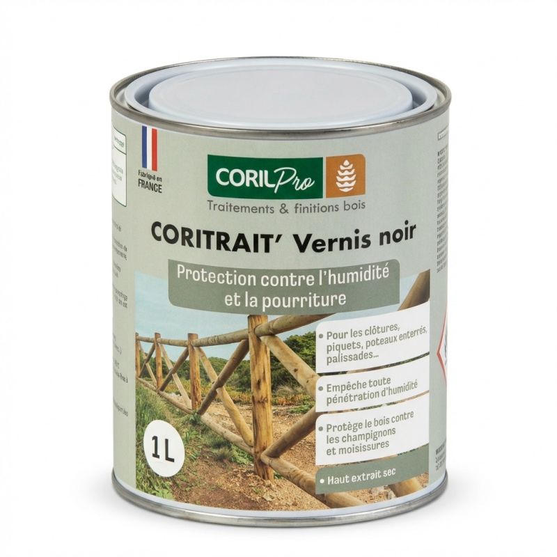 Vernis noir Coritrait' 1L - Anti pourriture et humidité