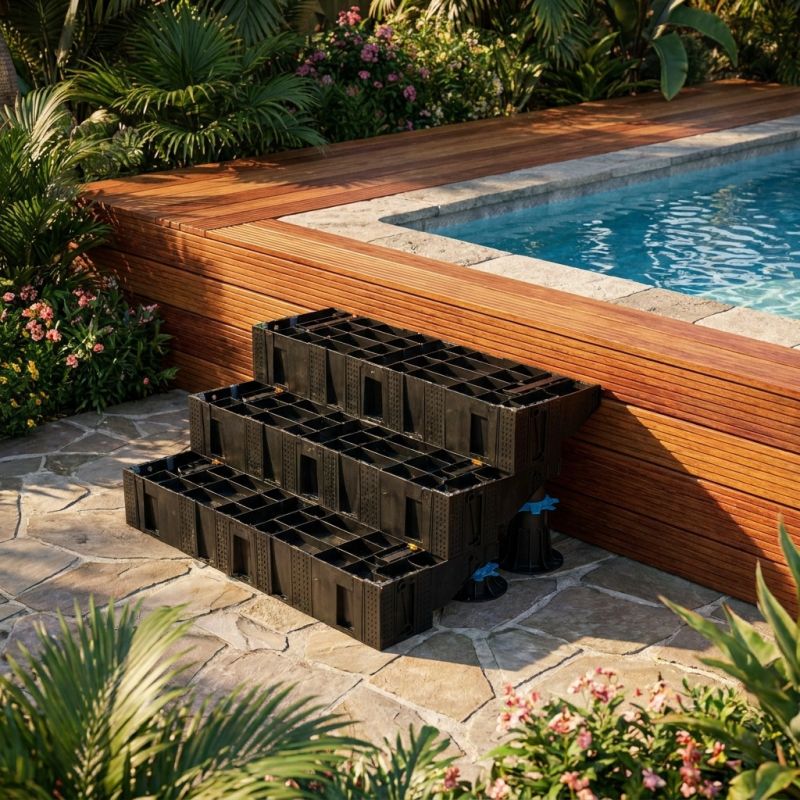 Marche escalier extérieur modulable Modulesca 20 cm