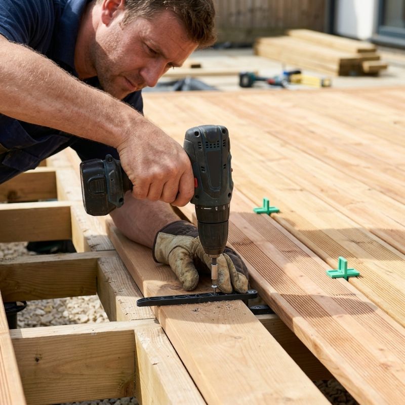 Fixation invisible pour lame de terrasse en bois FIXEGO Jouplast