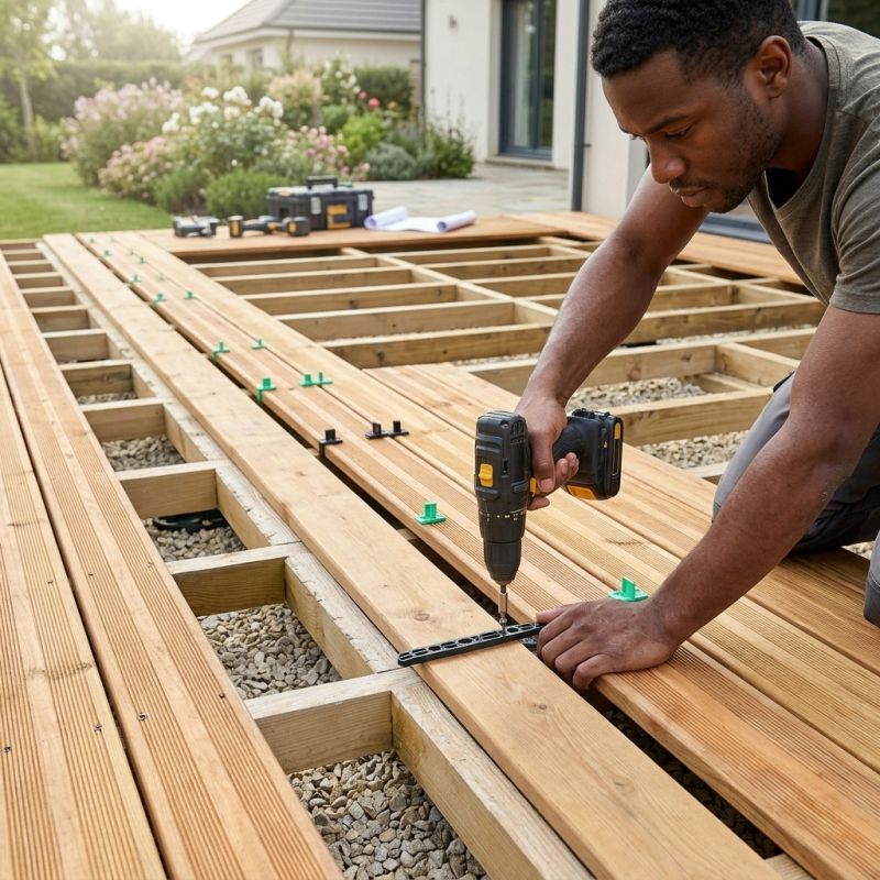 Fixation invisible pour lame de terrasse en bois FIXEGO Jouplast