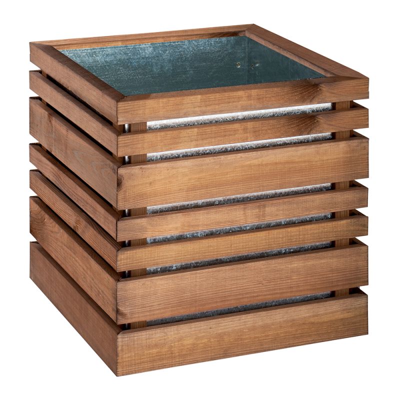 Bac à fleurs bois carré Lign Z 50x50 cm - Teinté brun