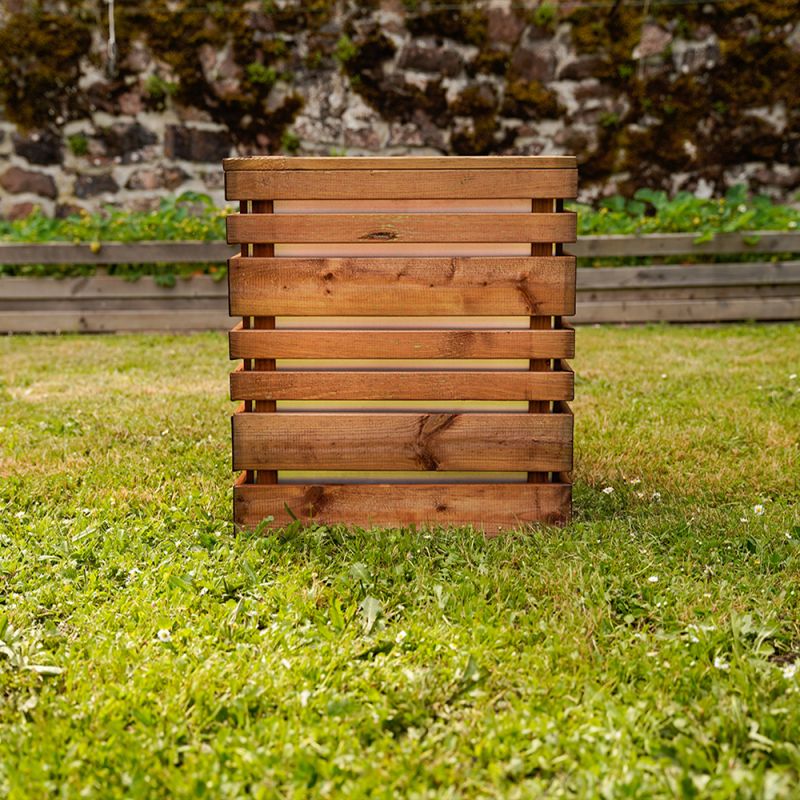 Bac à fleurs bois carré Lign Z 50x50 cm - Teinté brun