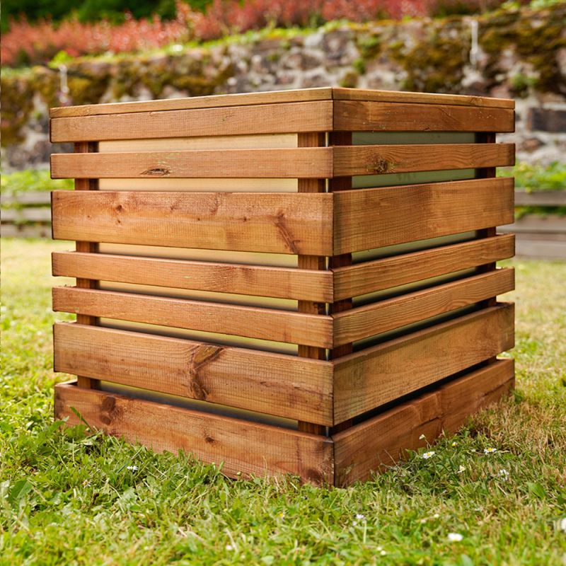 Bac à fleurs bois carré Lign Z 50x50 cm - Teinté brun