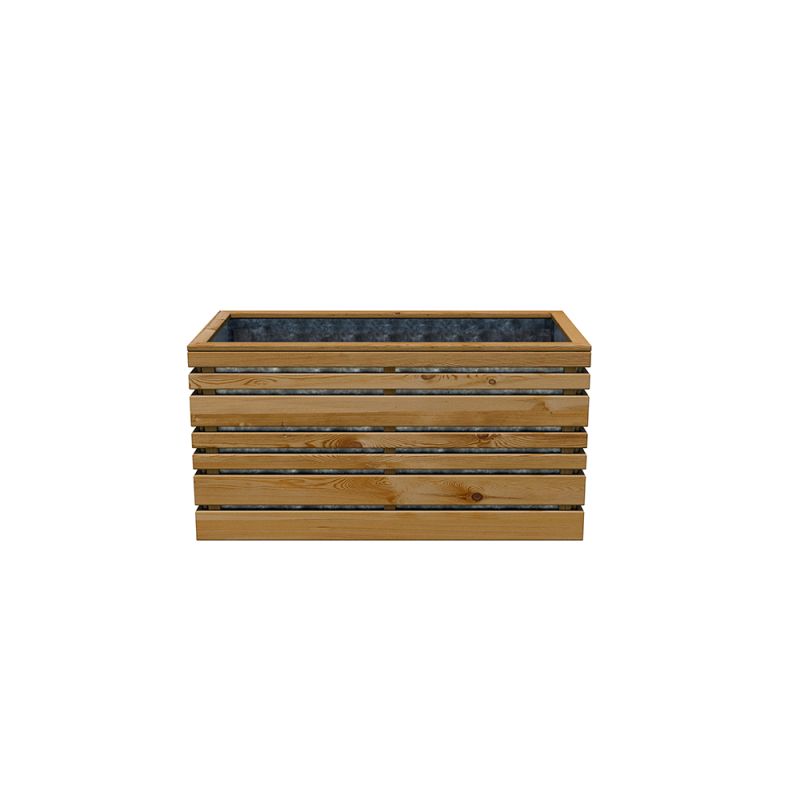 Bac à fleurs bois carré Lign Z 100x50 cm - Teinté brun