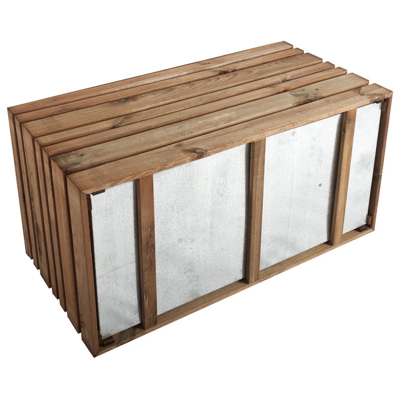 Bac à fleurs bois carré Lign Z 100x50 cm - Teinté brun