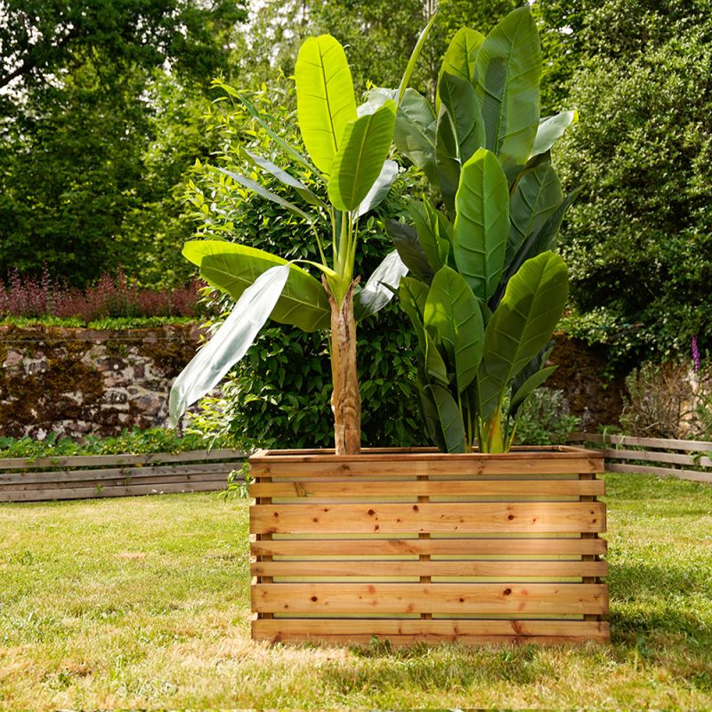 Bac à fleurs bois carré Lign Z 100x50 cm - Teinté brun