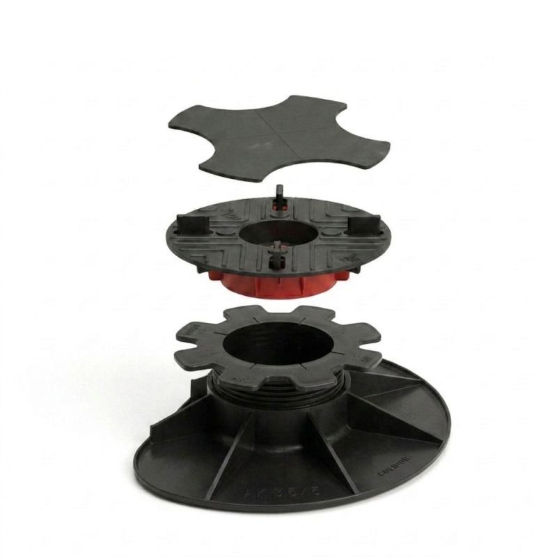 Demi plot terrasse dalle autonivelant avec cale amortisseur 58-373 mm - Réglable par dessus - Solidor