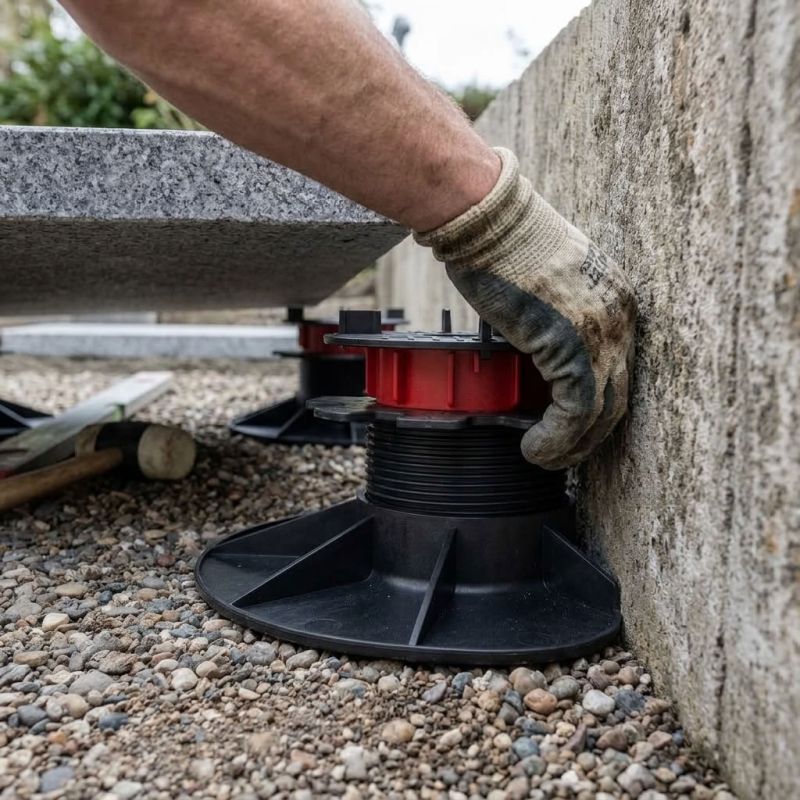 Demi plot terrasse dalle autonivelant 55-370 mm - Réglable par dessus - Solidor