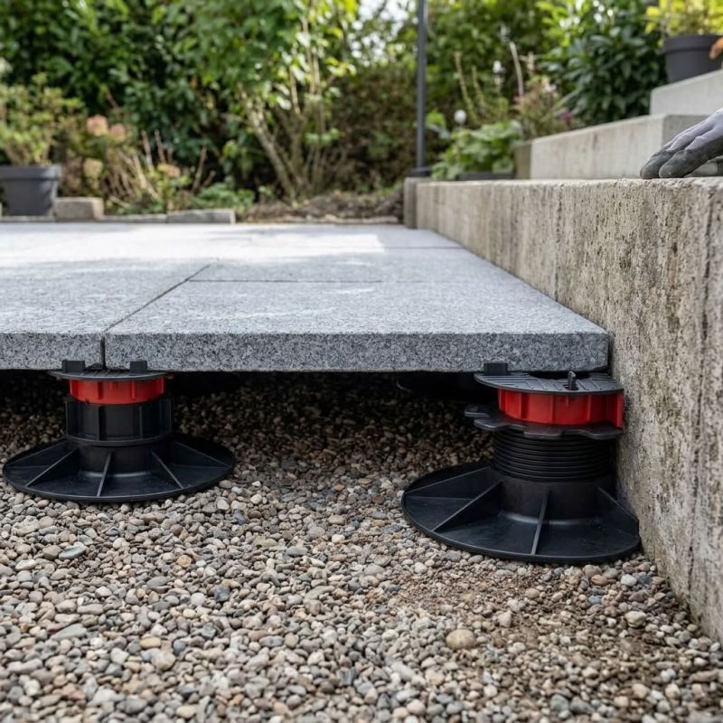 Demi plot terrasse dalle autonivelant 55-370 mm - Réglable par dessus - Solidor